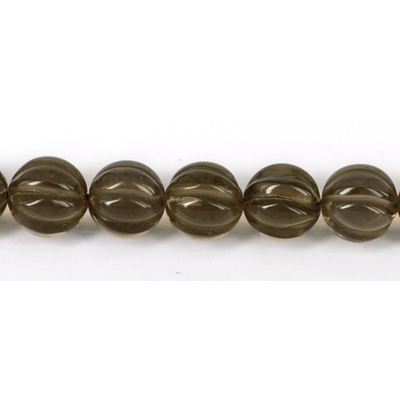 Smokey Quartz Carved Round 14mm EACH BEAD