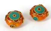 Kashmiri Bead Flat Round 24x14mm-beads incl pearls-Beadthemup