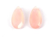Chalcedony Pink Briolette 20mm PAIR-beads incl pearls-Beadthemup