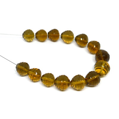LAST STRAND Beer Quartz Lazer Cut Onion 8mm - 10mm 14 beads