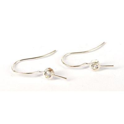 Sterling Silver CZ Sheppard with post 1 Pair