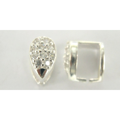 Sterling Silver Bail Briolette/Pinch CZ 8.5x5.5