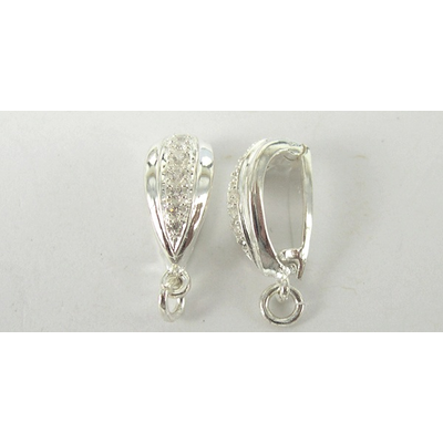 Sterling Silver Enhancer CZ 15x5.5mm