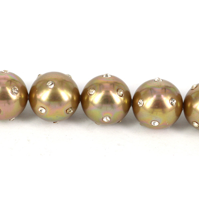 Shell Based Pearl 12mm Diamonte Taupe Light