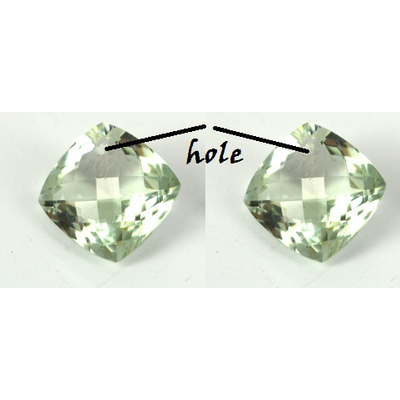 Green Amethyst Crn/drill cushion 15mm pair