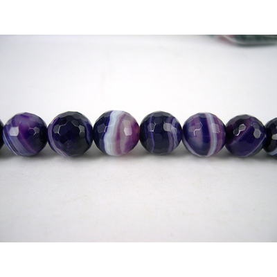 Agate vein Dyed round Faceted 4mm Purple/95b