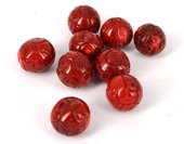 Coral RED carved Round approx 20mm EACH-beads incl pearls-Beadthemup