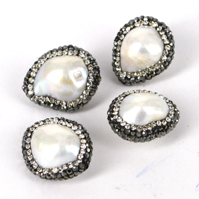 Fresh Water Pearl Pave w/crystals 12-13mm EACH