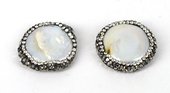 Fresh Water Coin Pearl Pave w/crystals 18mm EACH-pearls-Beadthemup