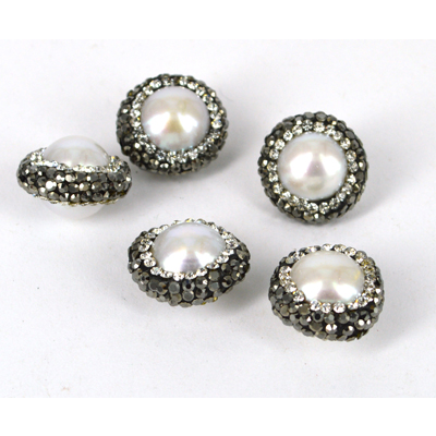 Fresh Water Round Pearl Pave w/crystals 11mm EAC