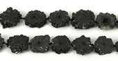 Agate Druzy Geode BLACK app 17mm EACH-beads incl pearls-Beadthemup