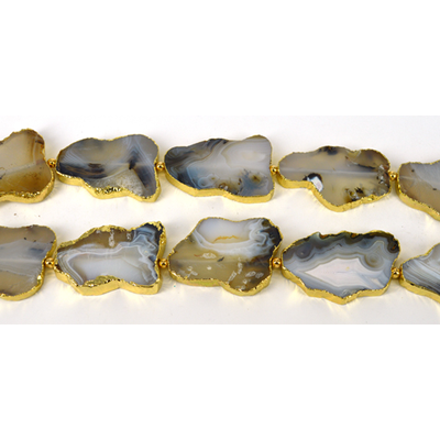 Agate free form app 70x50mm EACH w/Gold colour  plating