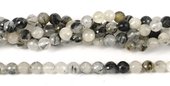 Black Rutile Quartz Faceted Round 8mm beads per strand 49-beads incl pearls-Beadthemup