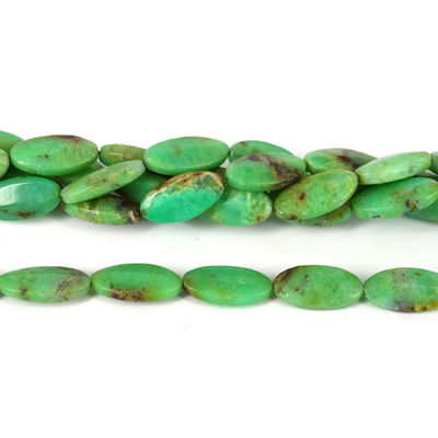 Chrysophase Polished Flat Oval 12x25mm beads per strand 16