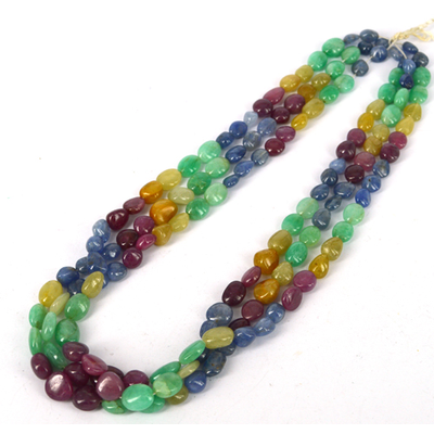 Emerald, Ruby, Sapphire Pol Oval 10x7mm strand