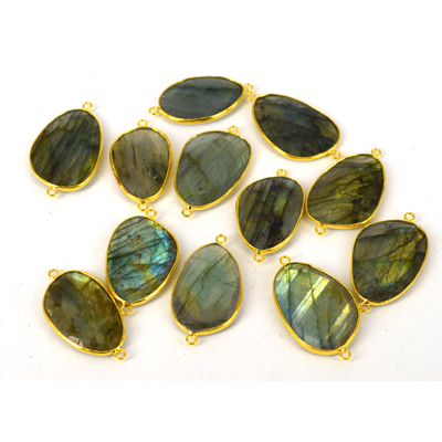 Vermeil & Labradorite connecter app 35mm incl rings EACH