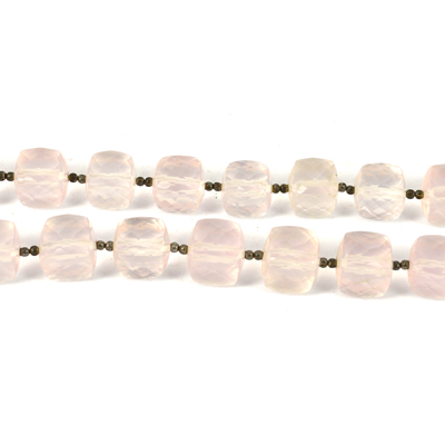 Rose Quartz Faceted Cube app 12mm EACH BEAD