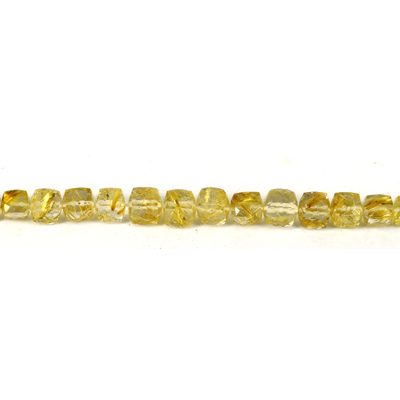 Golden Rutile Faceted Cube app 6mm EACH