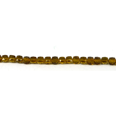 Cognac Quartz Faceted Cube app 5mm EACH BEAD