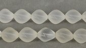 Matt Clear Quartz twist olive 12x25mm EACH-beads incl pearls-Beadthemup