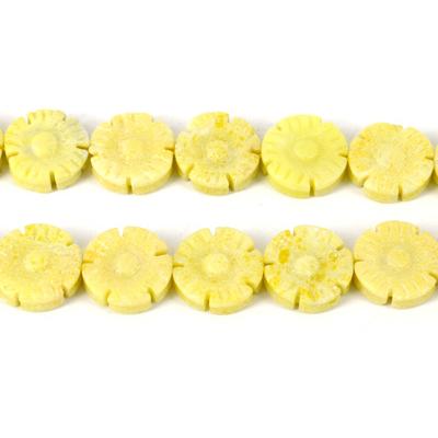 Butter Jade Carved flat  Flower 16mm EACH