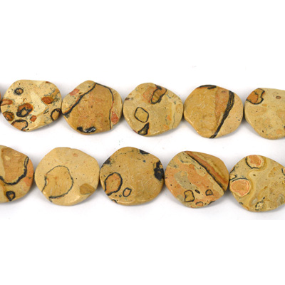 African Leopard Skin Jasper 30mm Flat Round EACH bead