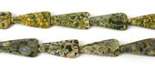 Rhyolite Twisted Faceted Trapezoid 20x42mm ECH bead-beads incl pearls-Beadthemup
