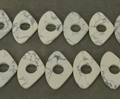 Howlite Hollow flat fan 26x40mm EACH-beads incl pearls-Beadthemup