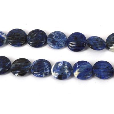 Sodalite Carved Flat round 18mm EACH