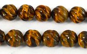 Tigers Eye Carved Round 12mm EACH-gemstone beads-Beadthemup