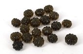 Smokey Quartz Carved Melon app 9x11mm EACH-beads incl pearls-Beadthemup