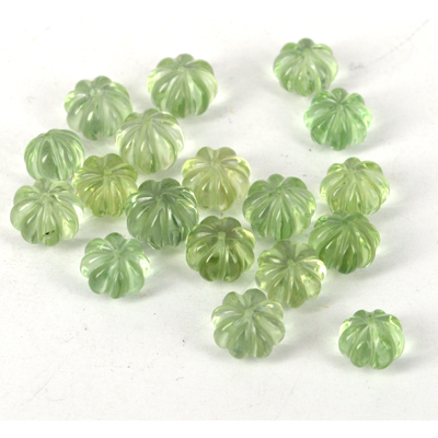 Green Amethyst Carved Melon app 9x11mm EACH