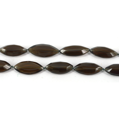 Smokey Quartz Dark Faceted Elipse app 23x12mm EACH bead