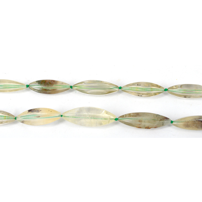 Green Phantom Quartz Polished 3 sided olive app 30mm EACH bead