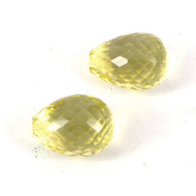 Lemon Quartz Faceted Briolette 16x12mm pair