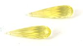 Lemon Quartz Faceted Briolette 25x7mm pair-beads incl pearls-Beadthemup