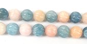 Beryl AA Carved round 18mm beads per strand 23-beads incl pearls-Beadthemup