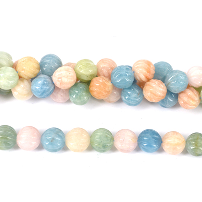 LAST STRAND Beryl A+ Carved round 16mm beads per strand 26
