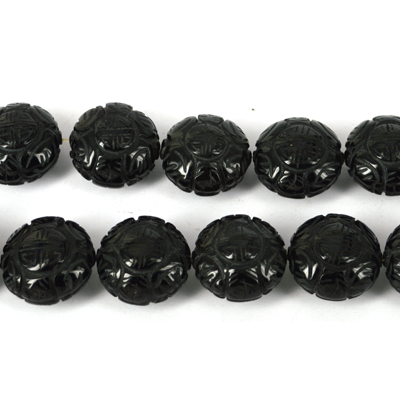 Black Agate carved 25mm EACH