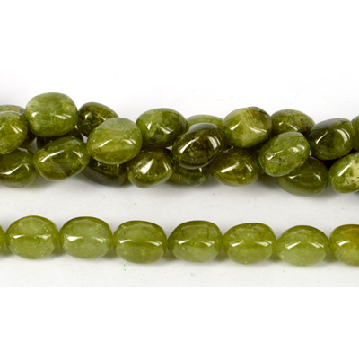 Green Garnet Polished Nugget 12x16+mm strand 25 beads