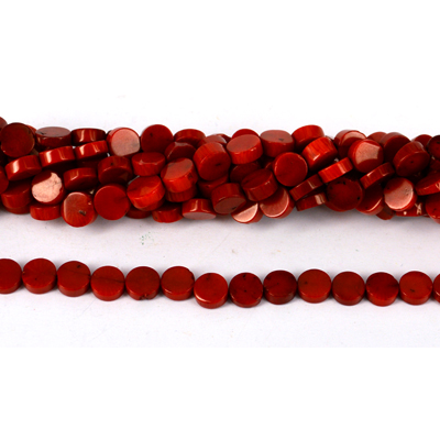 Red Coral Coin 8mm strand 49Beads