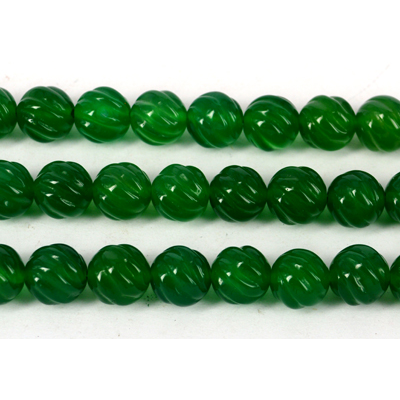 Green Agate carved round 12mm EACH