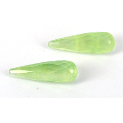 Prehnite  AA Faceted Briolette 10x30mm PAIR