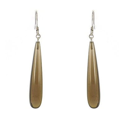 Smokey Quartz Sterling Silver Polished Earring stone