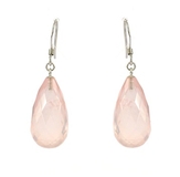 Rose Quartz Sterling Silver Faceted Earring stone 1-jewellery-Beadthemup