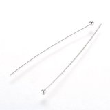 Base Metal Headpin Ball end 0.5x50mm 2mm head 40 pk-findings-Beadthemup