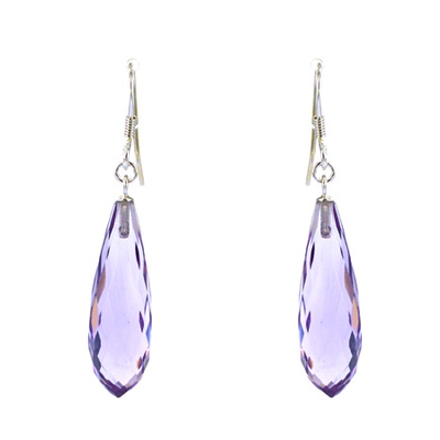Amethyst Sterling Silver Faceted Earring stone 8x25