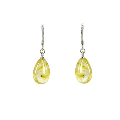 Rutile Quartz Sterling Silver Polished Earring stone