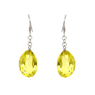 Lemon quartz Quartz Sterling Silver Faceted Earring