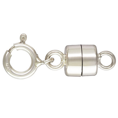 Sterling Silver Clasp magnetic 4.5mm with 5mm spring ring